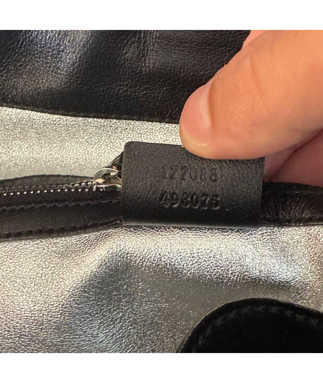 GUCCI Черная сумка с короткими ручками из кожи питона, фото 6