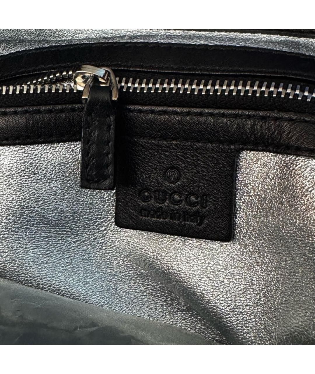GUCCI Черная сумка с короткими ручками из кожи питона, фото 5