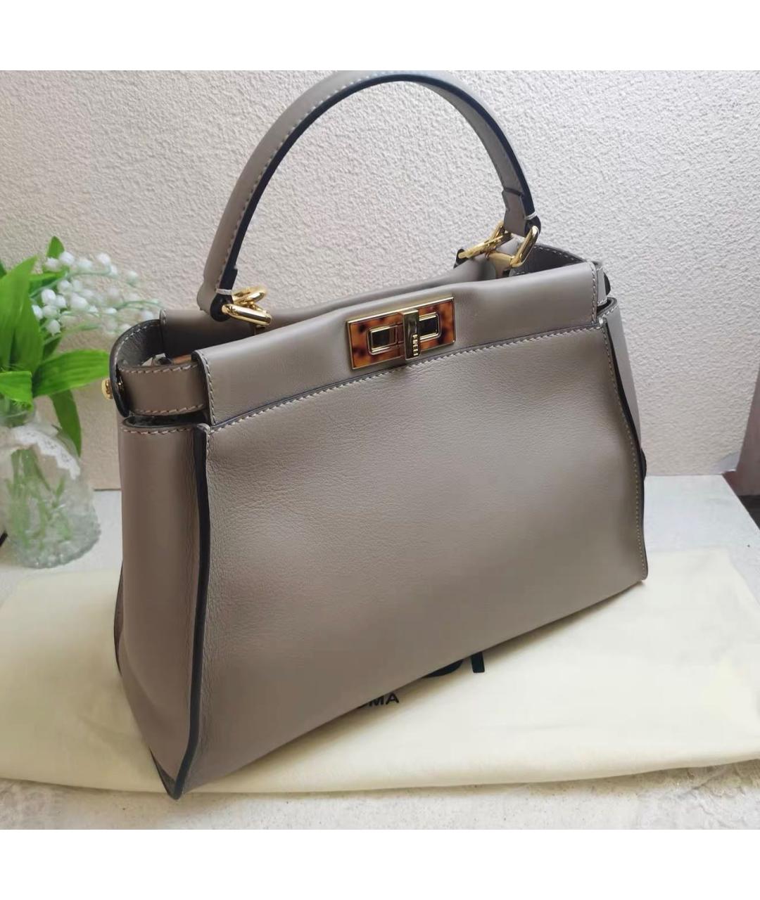 FENDI Бежевая кожаная сумка тоут, фото 4