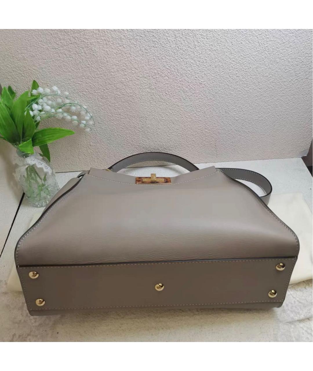 FENDI Бежевая кожаная сумка тоут, фото 5