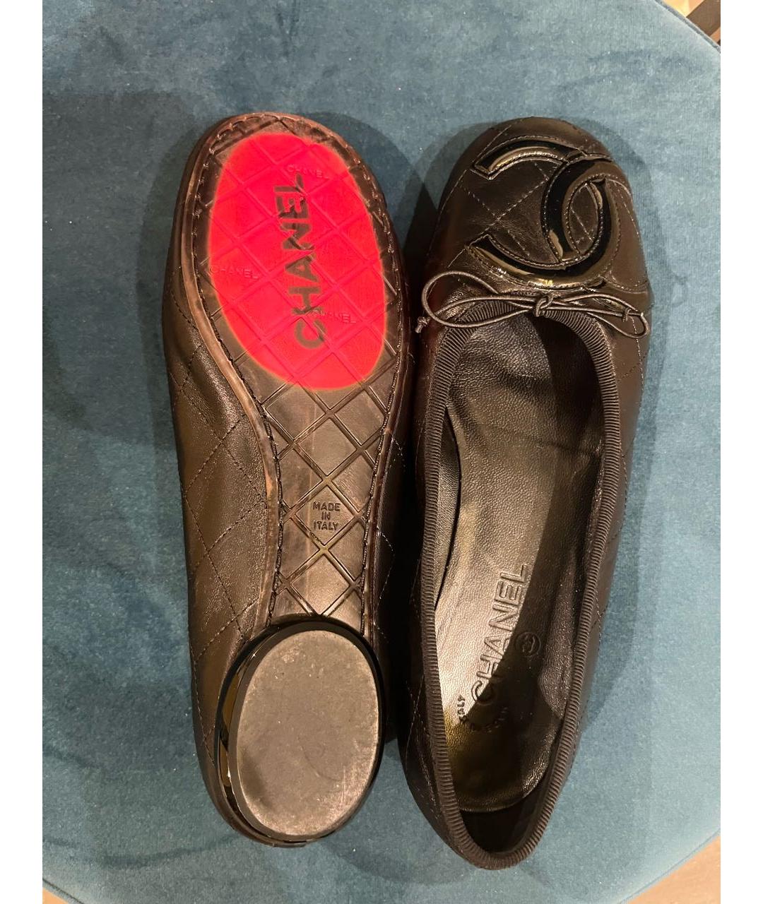 CHANEL Черные кожаные балетки, фото 5