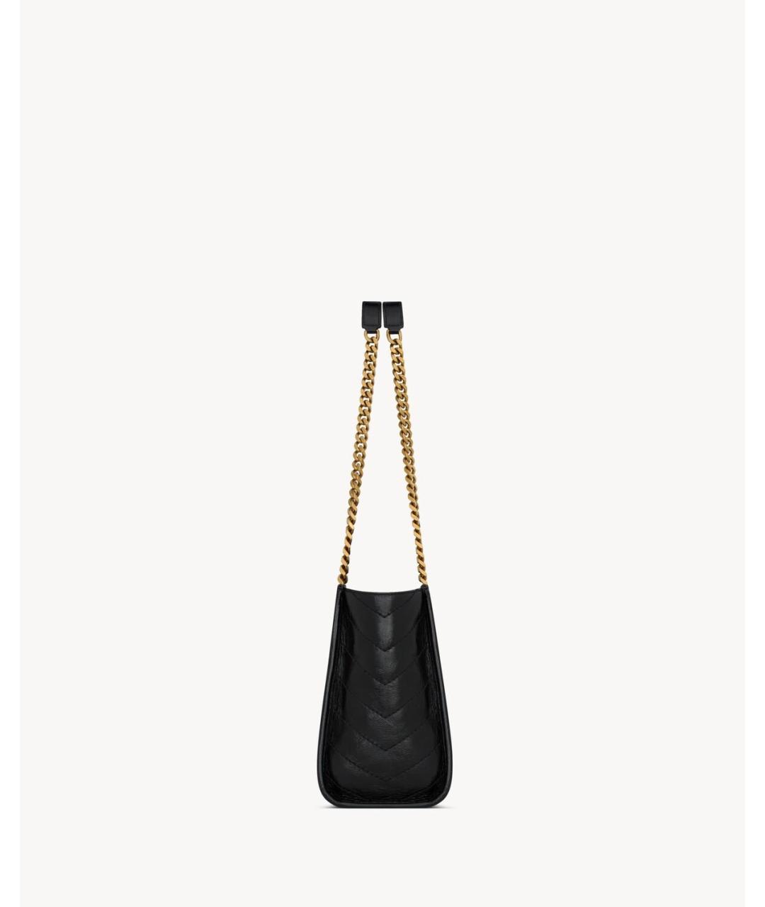 SAINT LAURENT Черная кожаная сумка тоут, фото 3