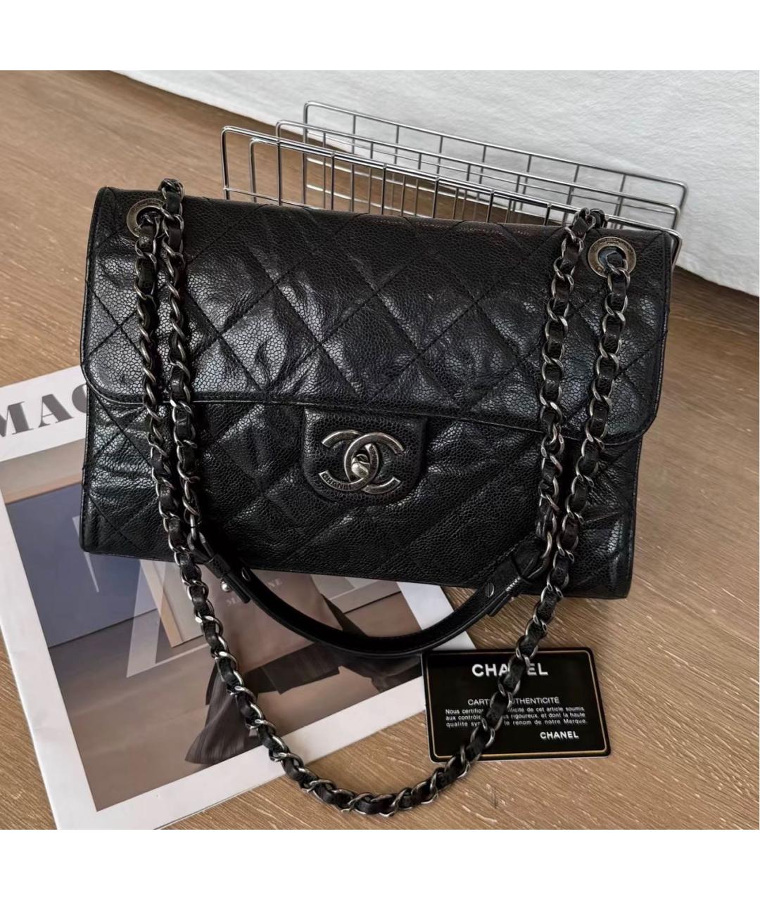 CHANEL Черная кожаная сумка через плечо, фото 6