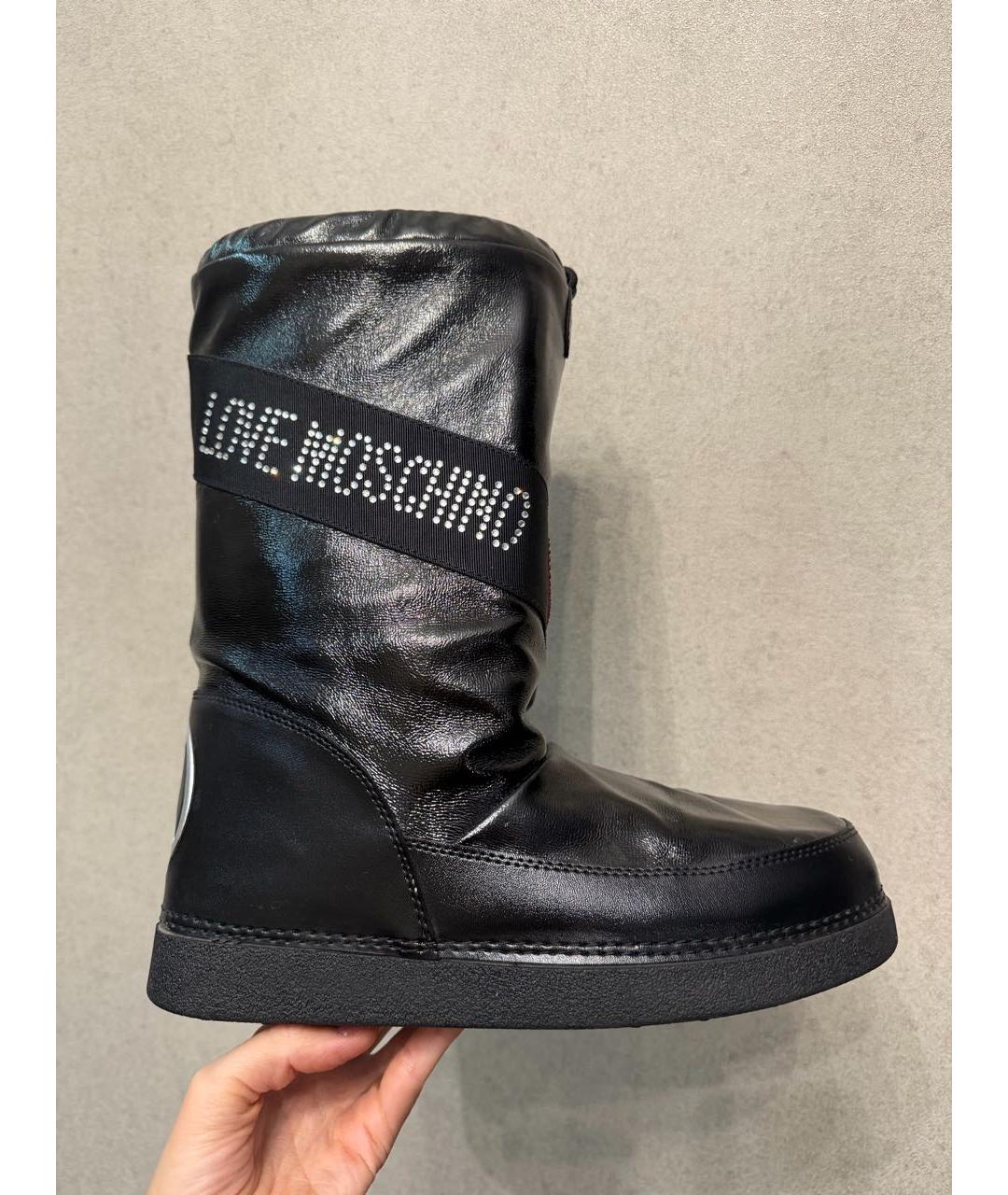 LOVE MOSCHINO Черные сапоги из лакированной кожи, фото 8