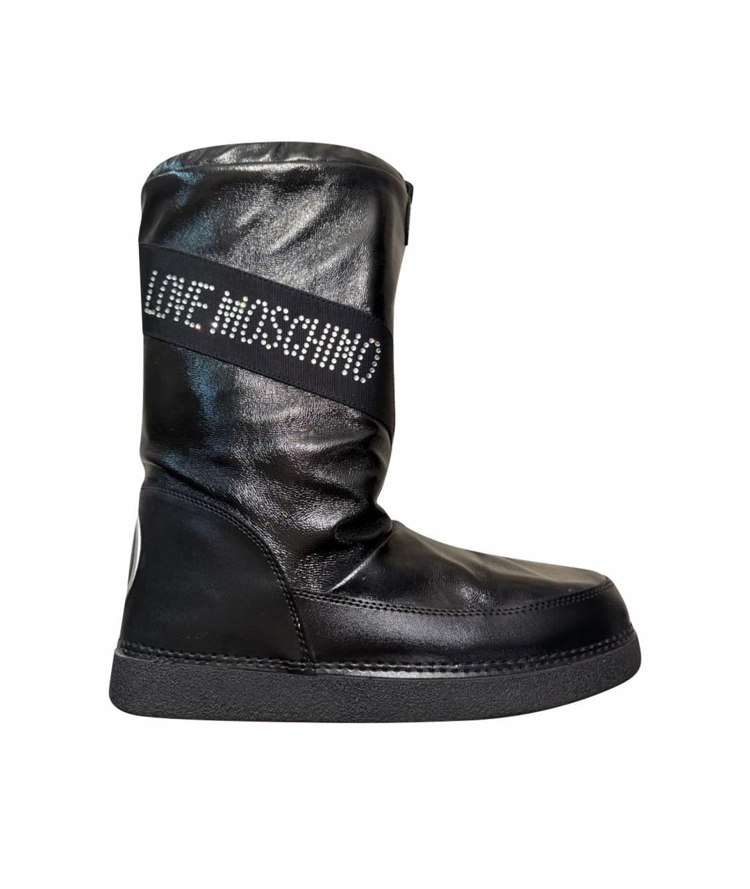 LOVE MOSCHINO Черные сапоги из лакированной кожи, фото 1