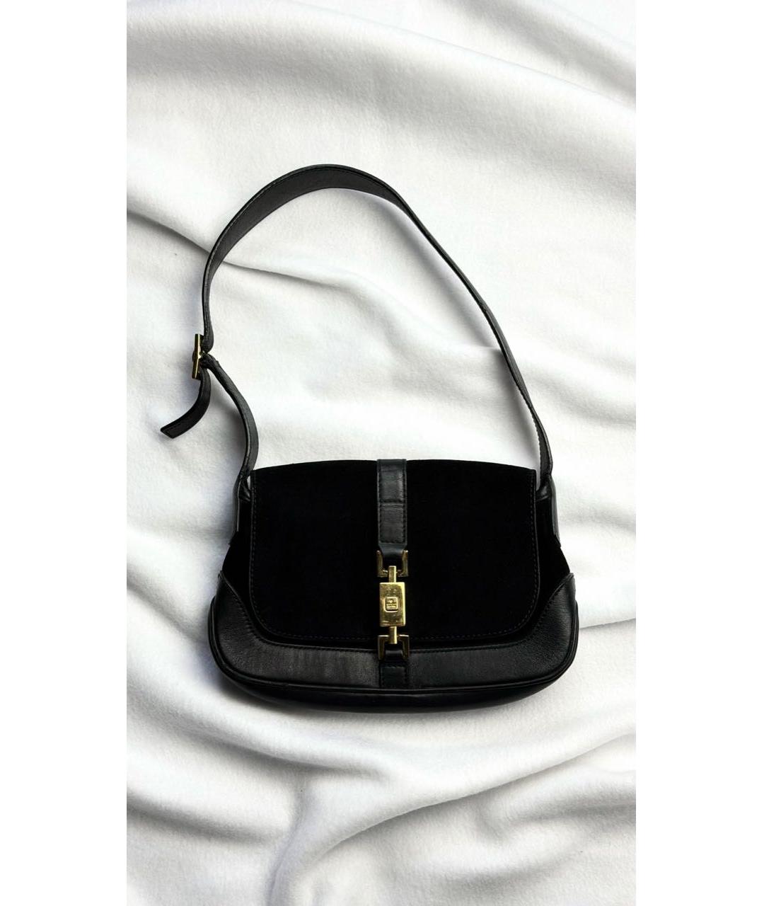 GUCCI Черная замшевая сумка с короткими ручками, фото 9