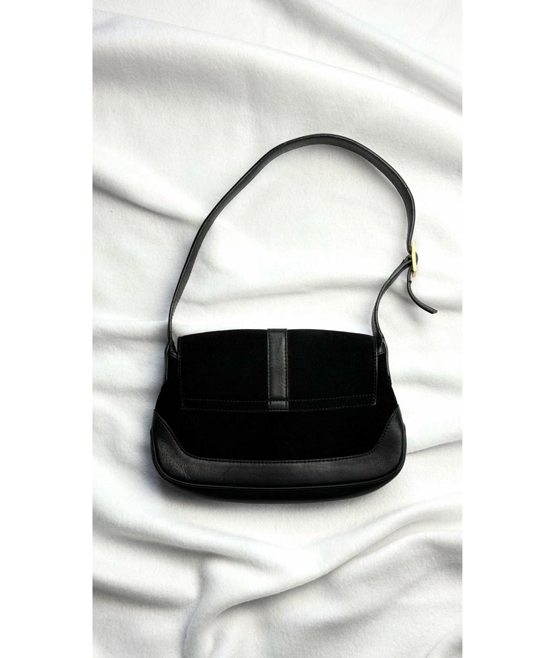 GUCCI Черная замшевая сумка с короткими ручками, фото 3