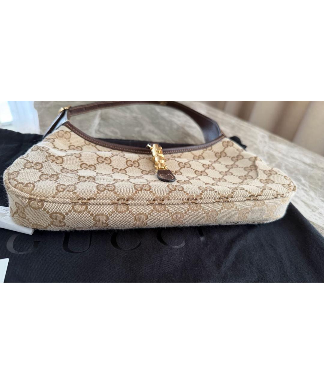 GUCCI Коричневая сумка через плечо из канвы, фото 4