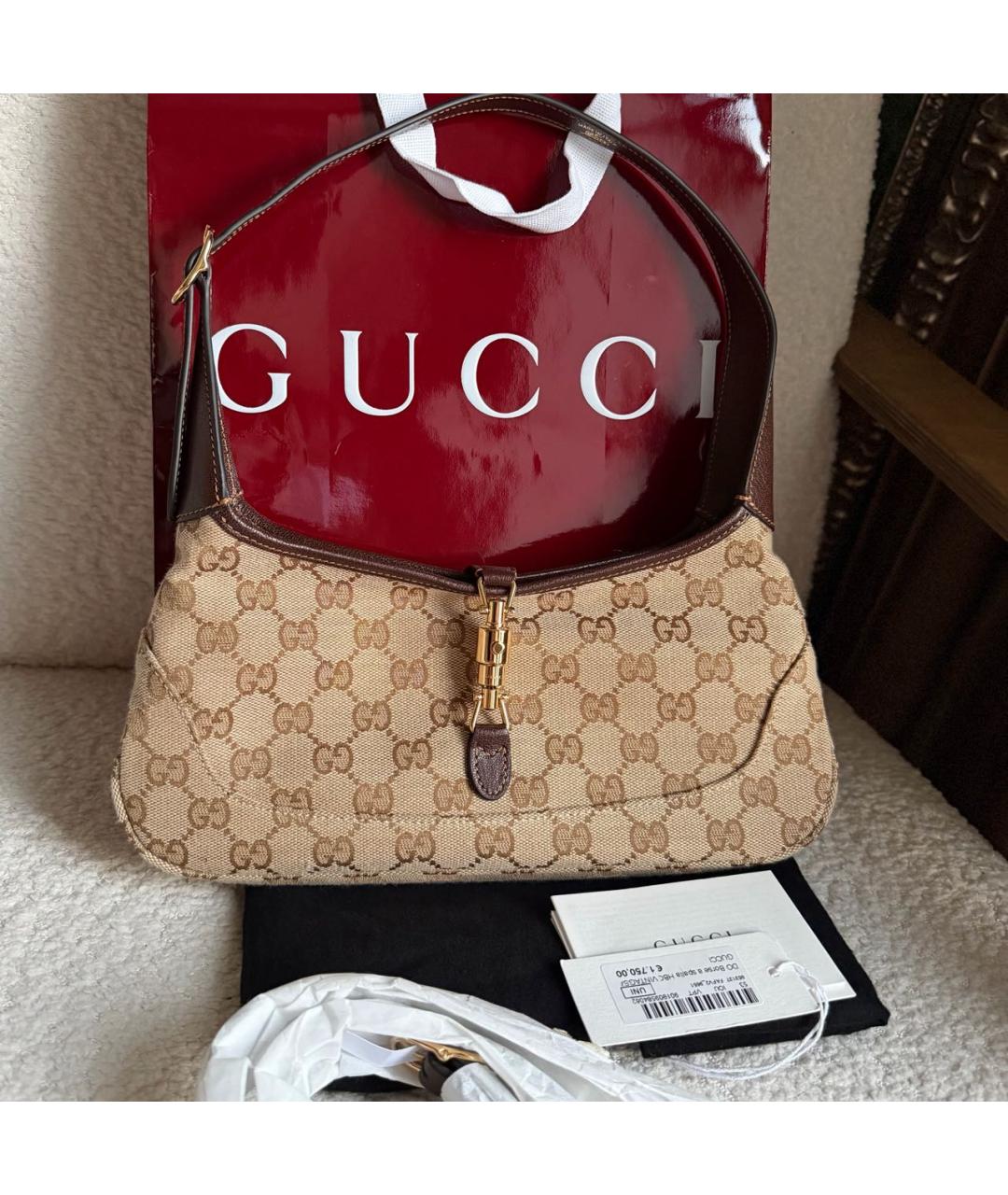 GUCCI Коричневая сумка через плечо из канвы, фото 8