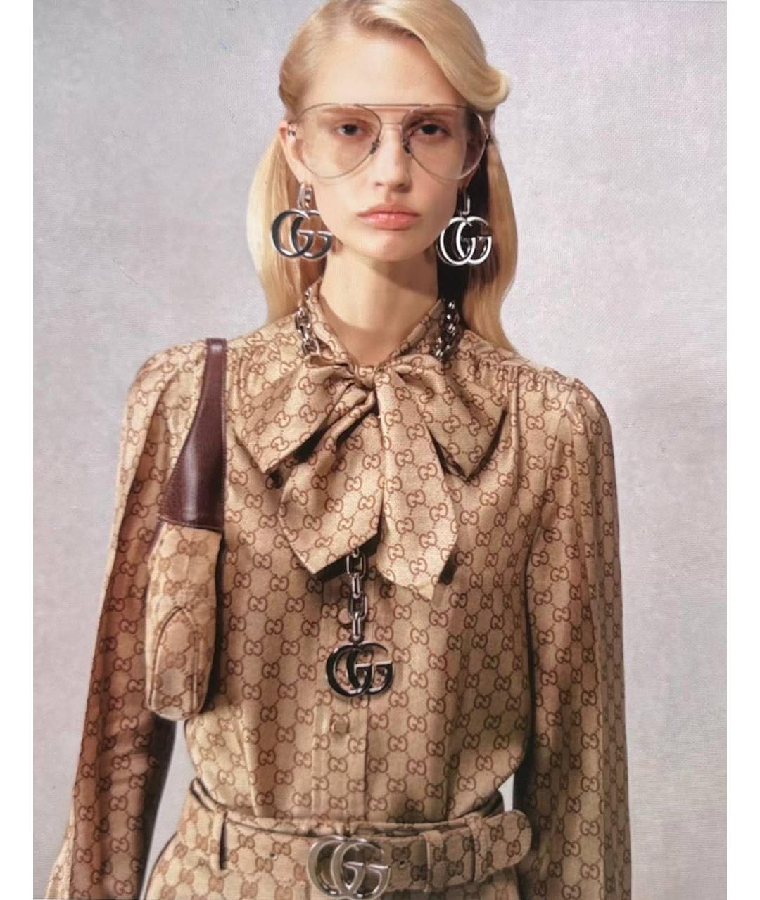 GUCCI Коричневая сумка через плечо из канвы, фото 2