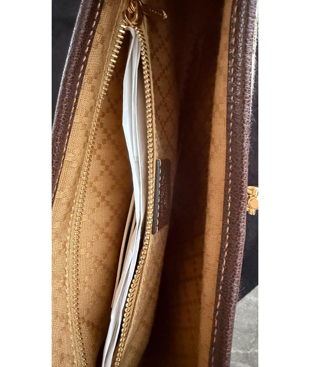 GUCCI Коричневая сумка через плечо из канвы, фото 7