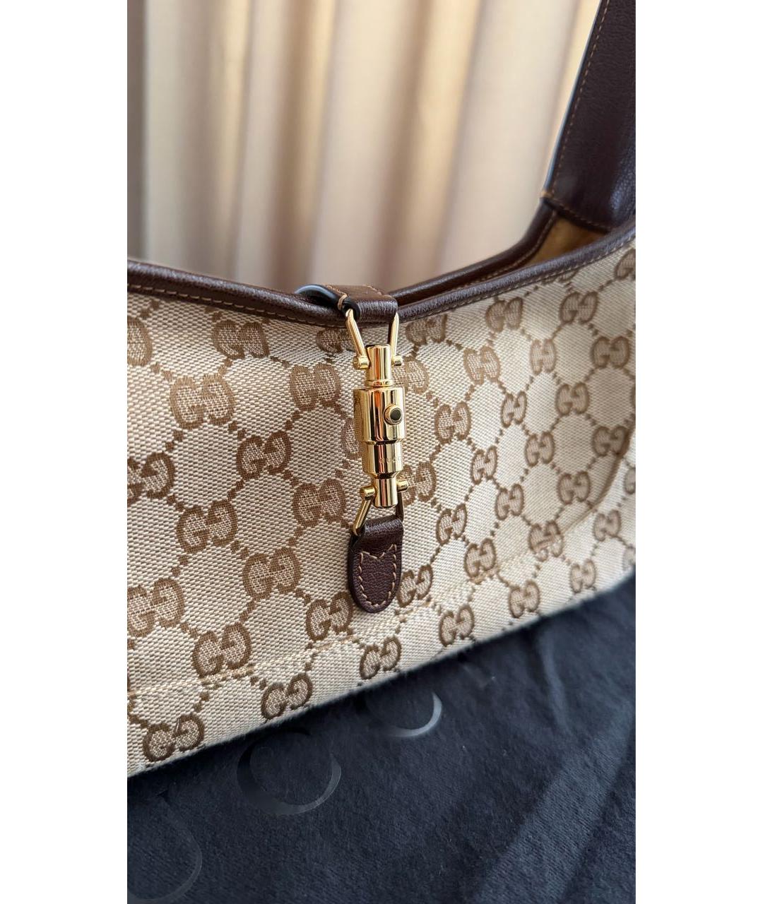 GUCCI Коричневая сумка через плечо из канвы, фото 6