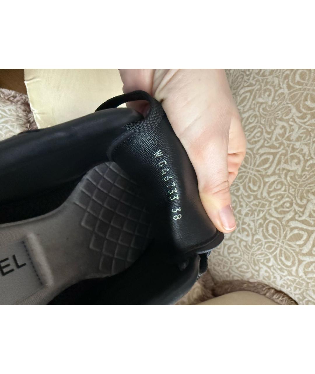 CHANEL Черные кожаные кеды, фото 4