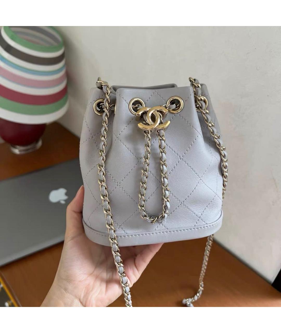 CHANEL Серая кожаная сумка через плечо, фото 3