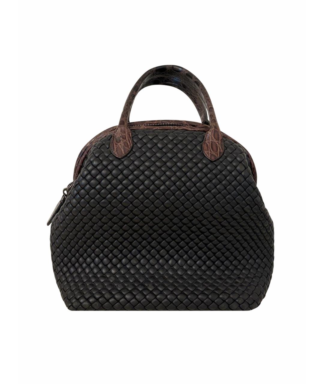 BOTTEGA VENETA Черная кожаная сумка с короткими ручками, фото 1