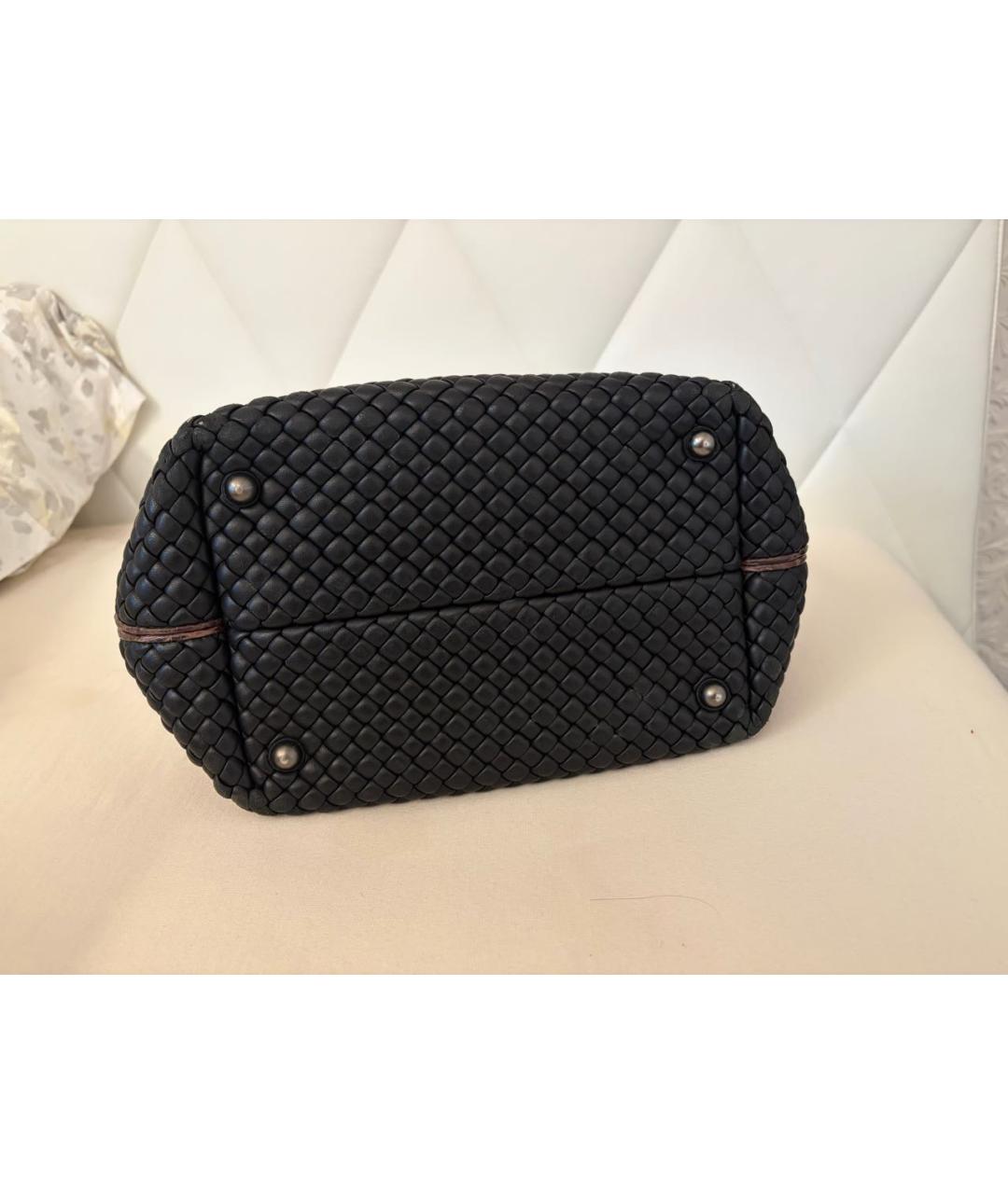 BOTTEGA VENETA Черная кожаная сумка с короткими ручками, фото 5