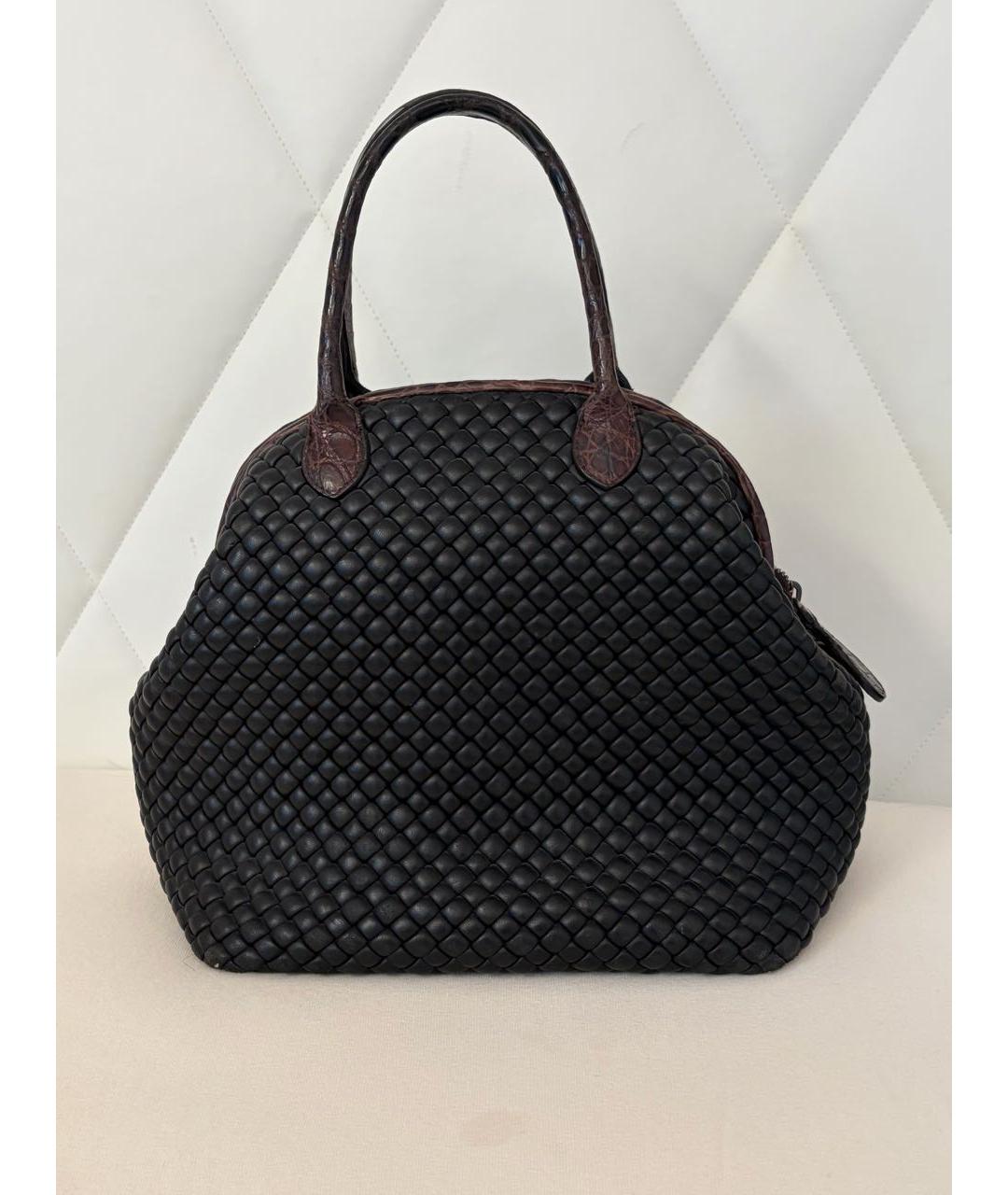 BOTTEGA VENETA Черная кожаная сумка с короткими ручками, фото 3