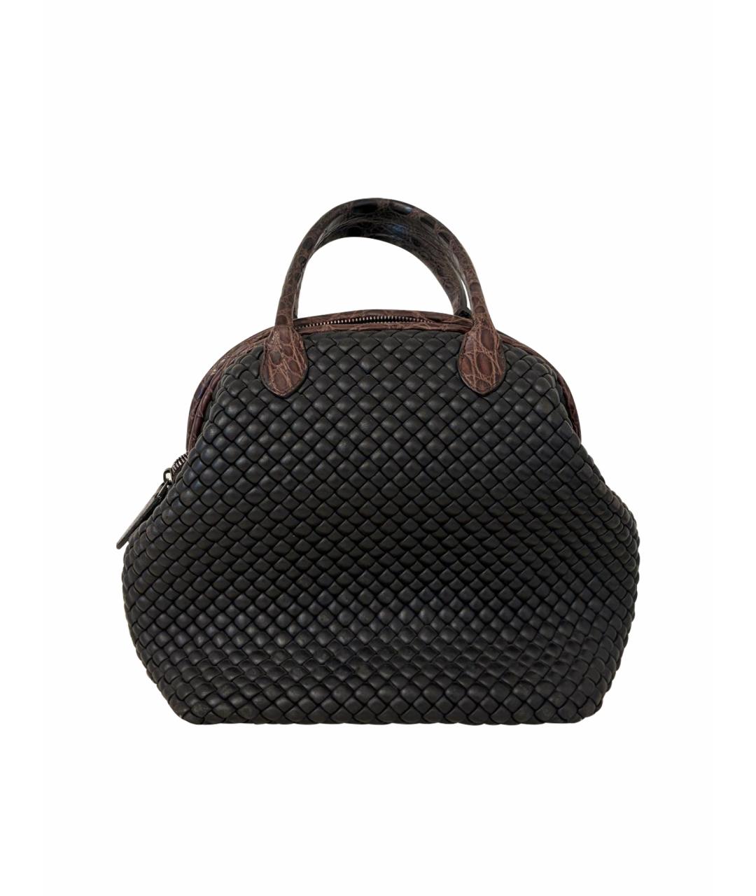BOTTEGA VENETA Черная кожаная сумка с короткими ручками, фото 6