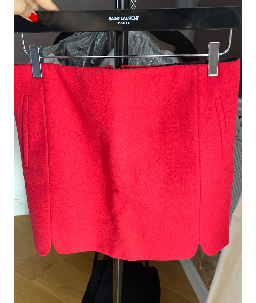 BALENCIAGA Красная шерстяная юбка мини, фото 5