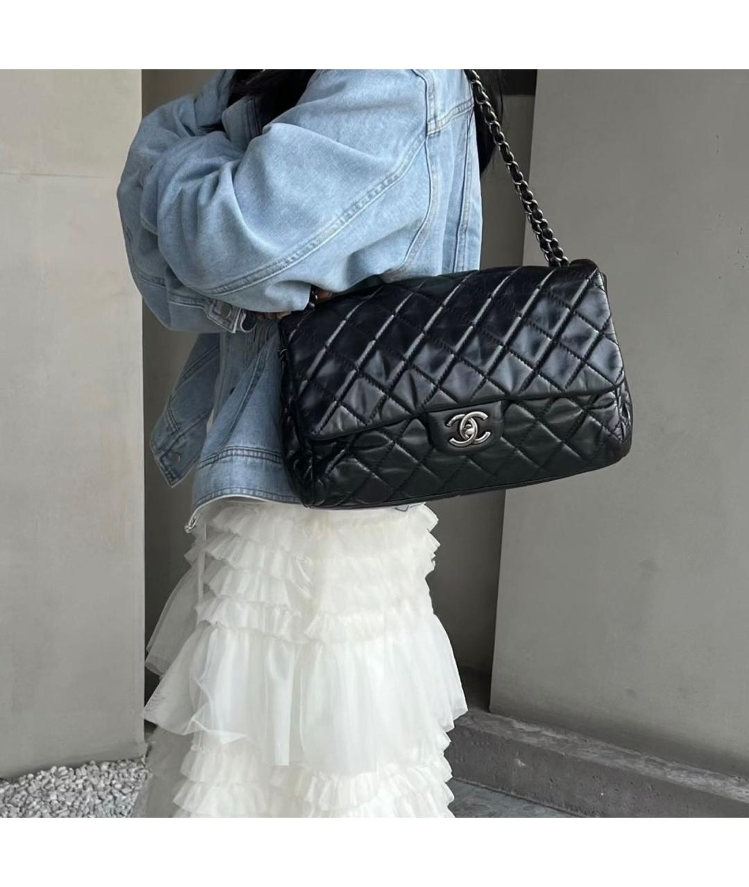CHANEL Черная кожаная сумка через плечо, фото 6