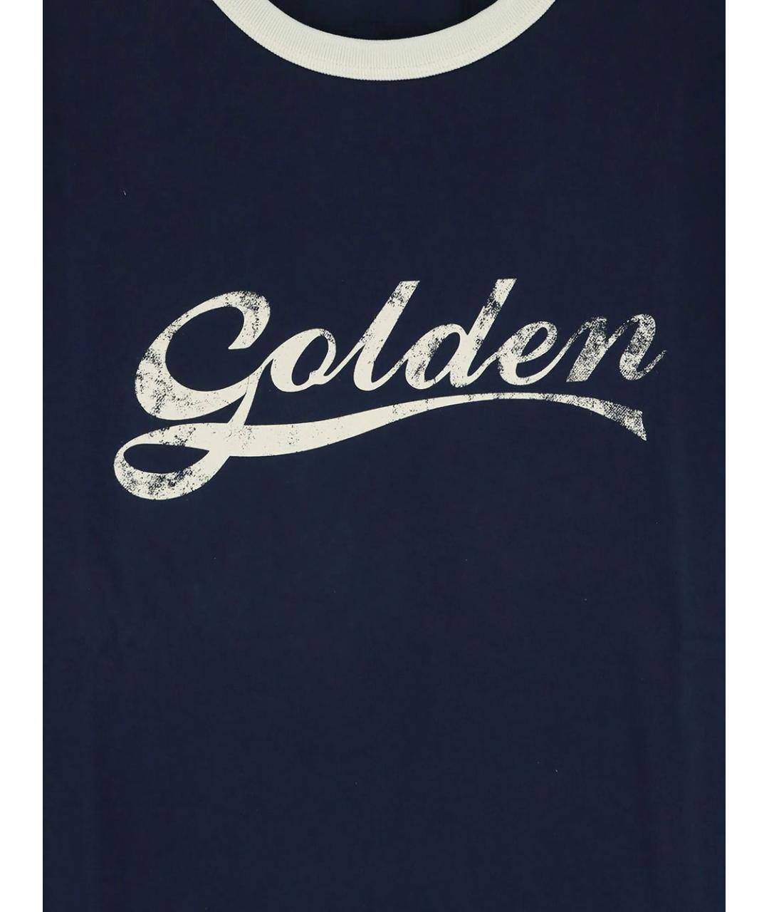 GOLDEN GOOSE Синяя хлопковая футболка, фото 3