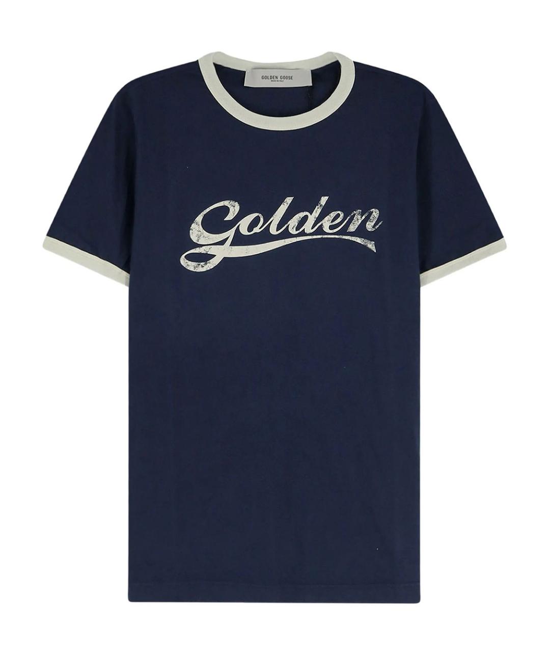 GOLDEN GOOSE Синяя хлопковая футболка, фото 1