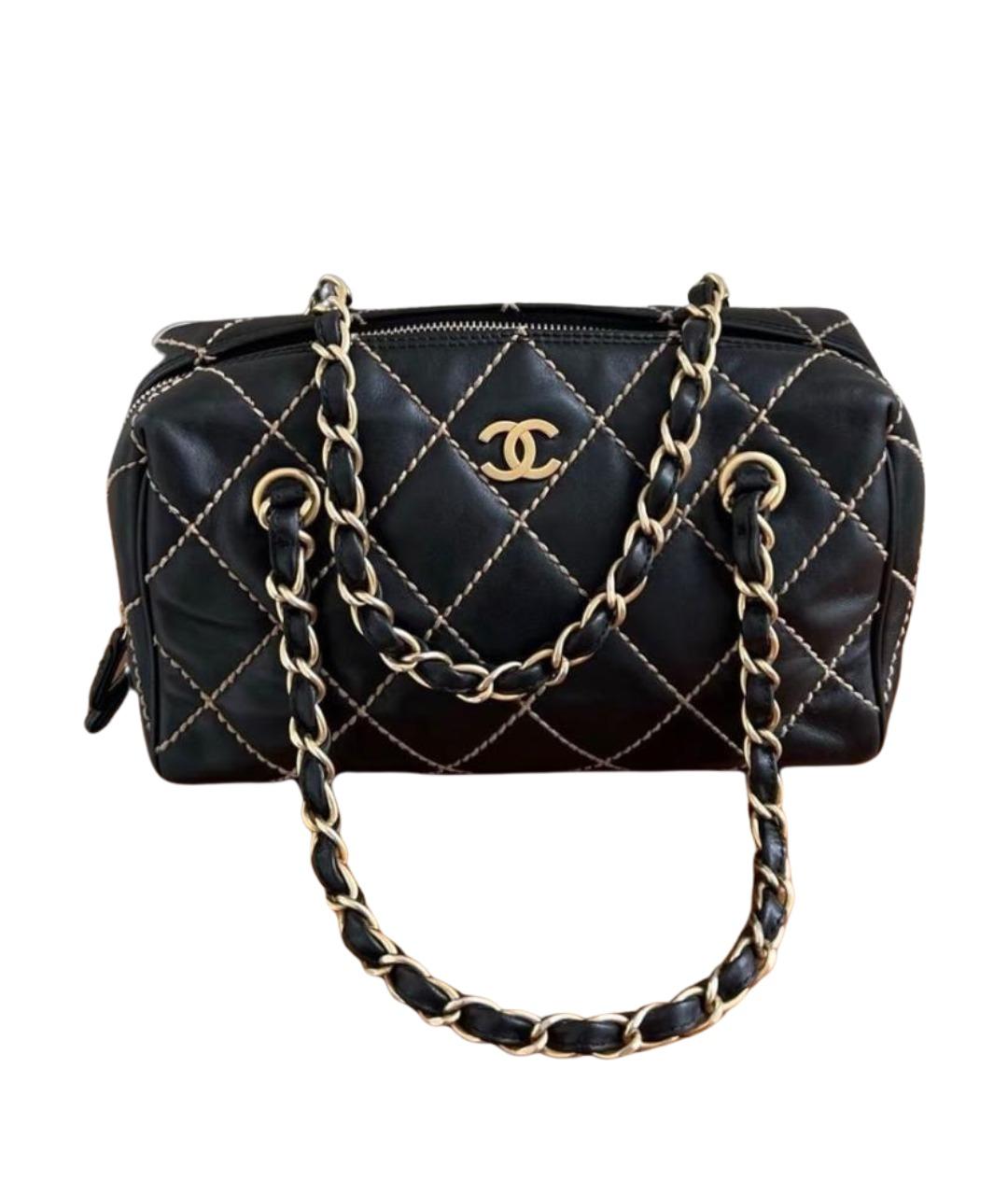CHANEL Черная кожаная сумка с короткими ручками, фото 1