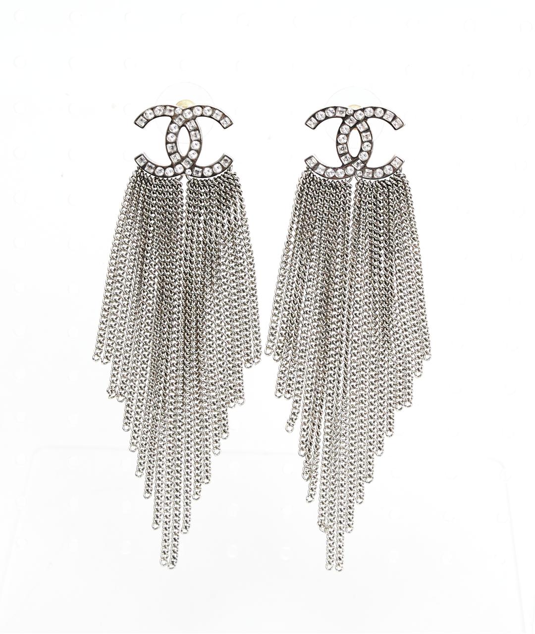 CHANEL Серебряные металлические серьги, фото 2
