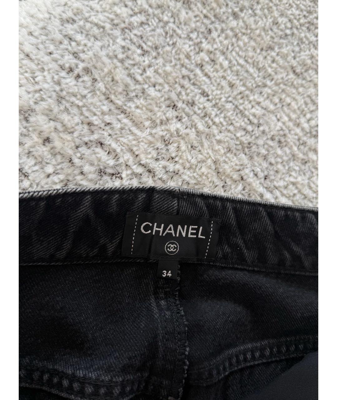 CHANEL Синие хлопко-эластановые прямые джинсы, фото 3