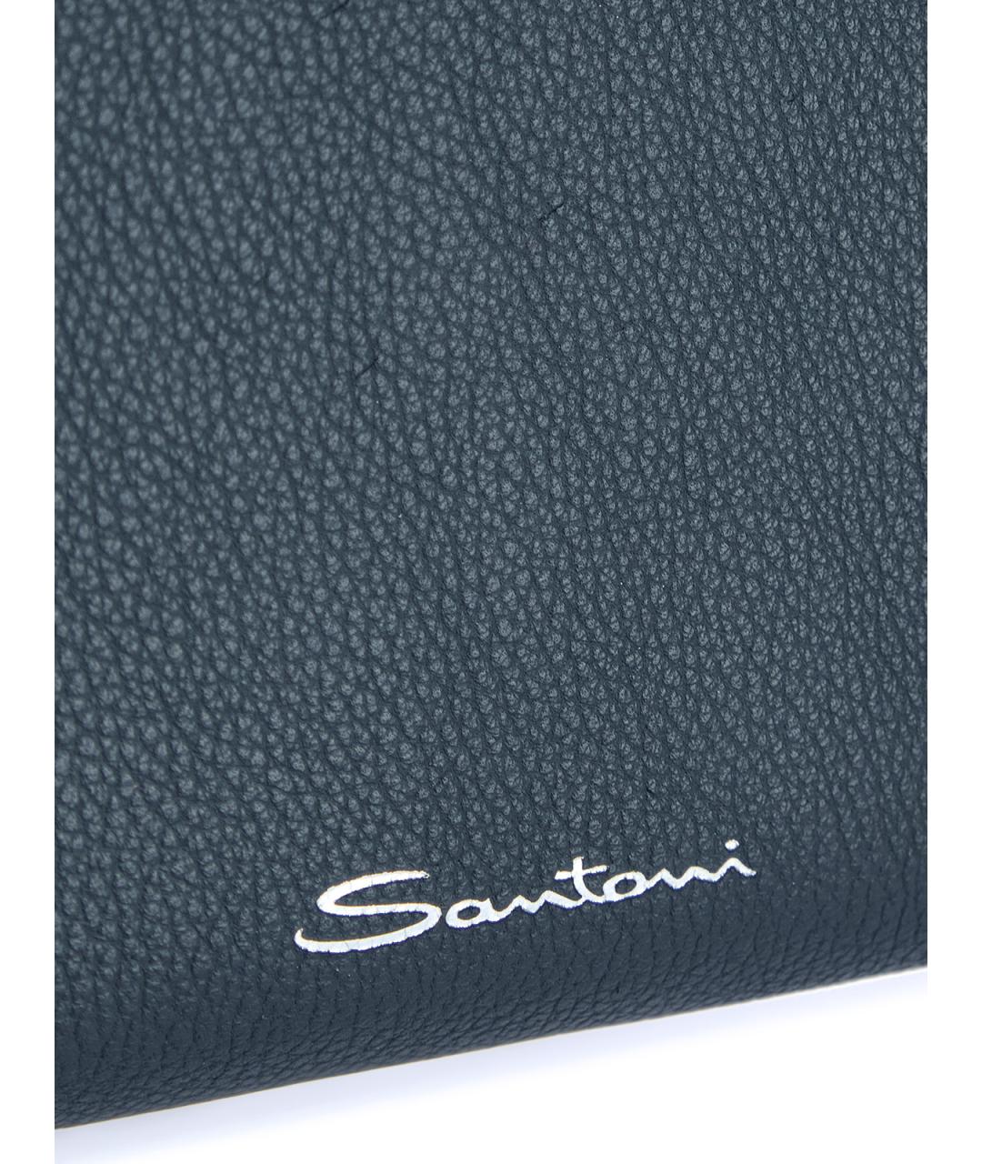 SANTONI Синяя кожаная барсетка, фото 5