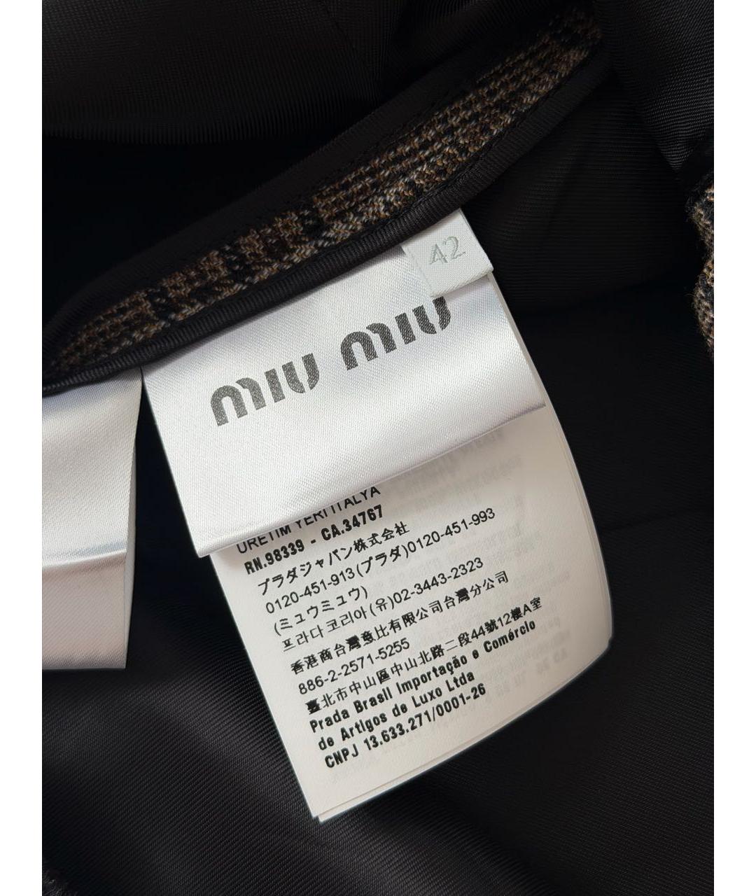 MIU MIU Коричневый шерстяной костюм с брюками, фото 6