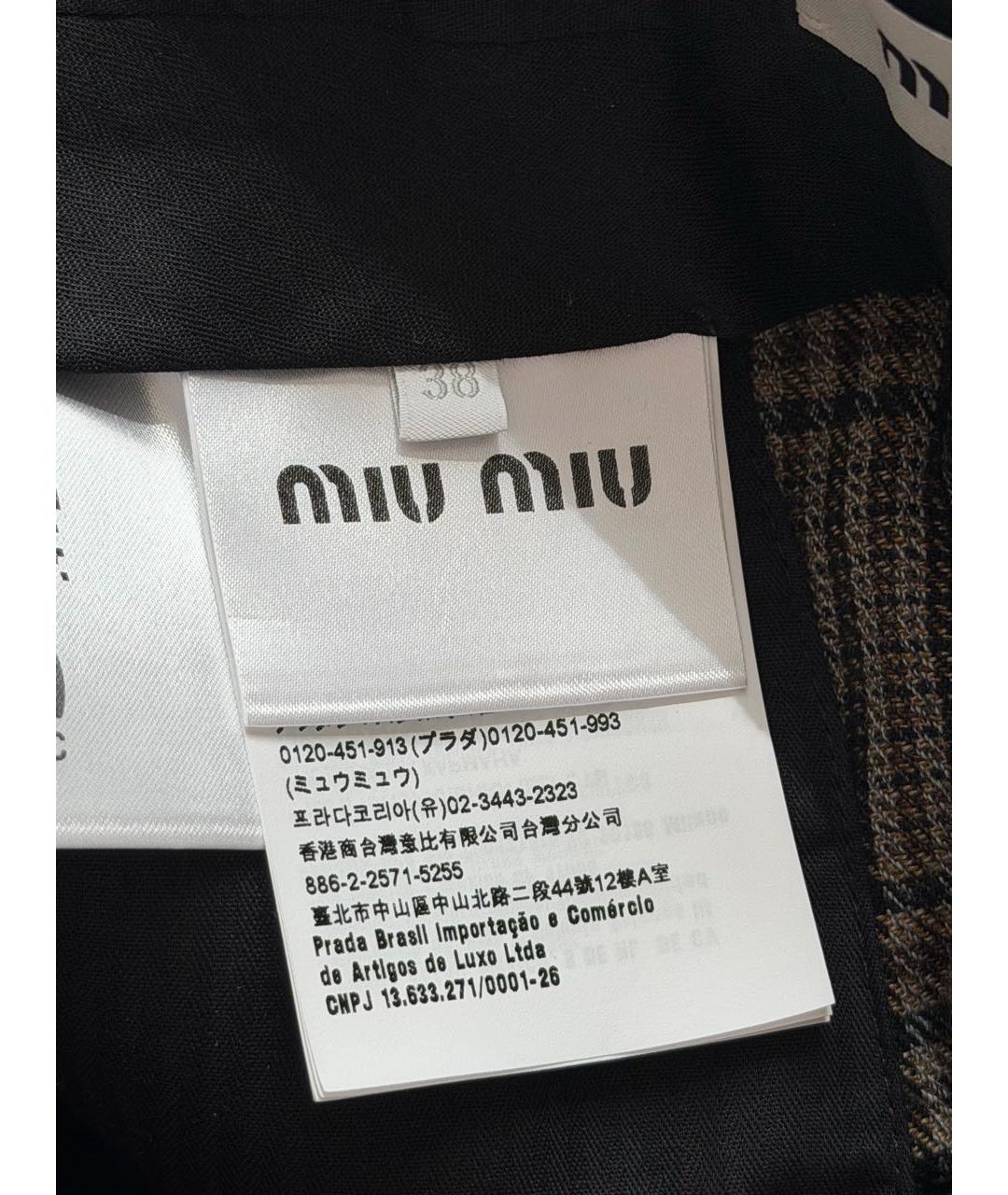 MIU MIU Коричневый шерстяной костюм с брюками, фото 7