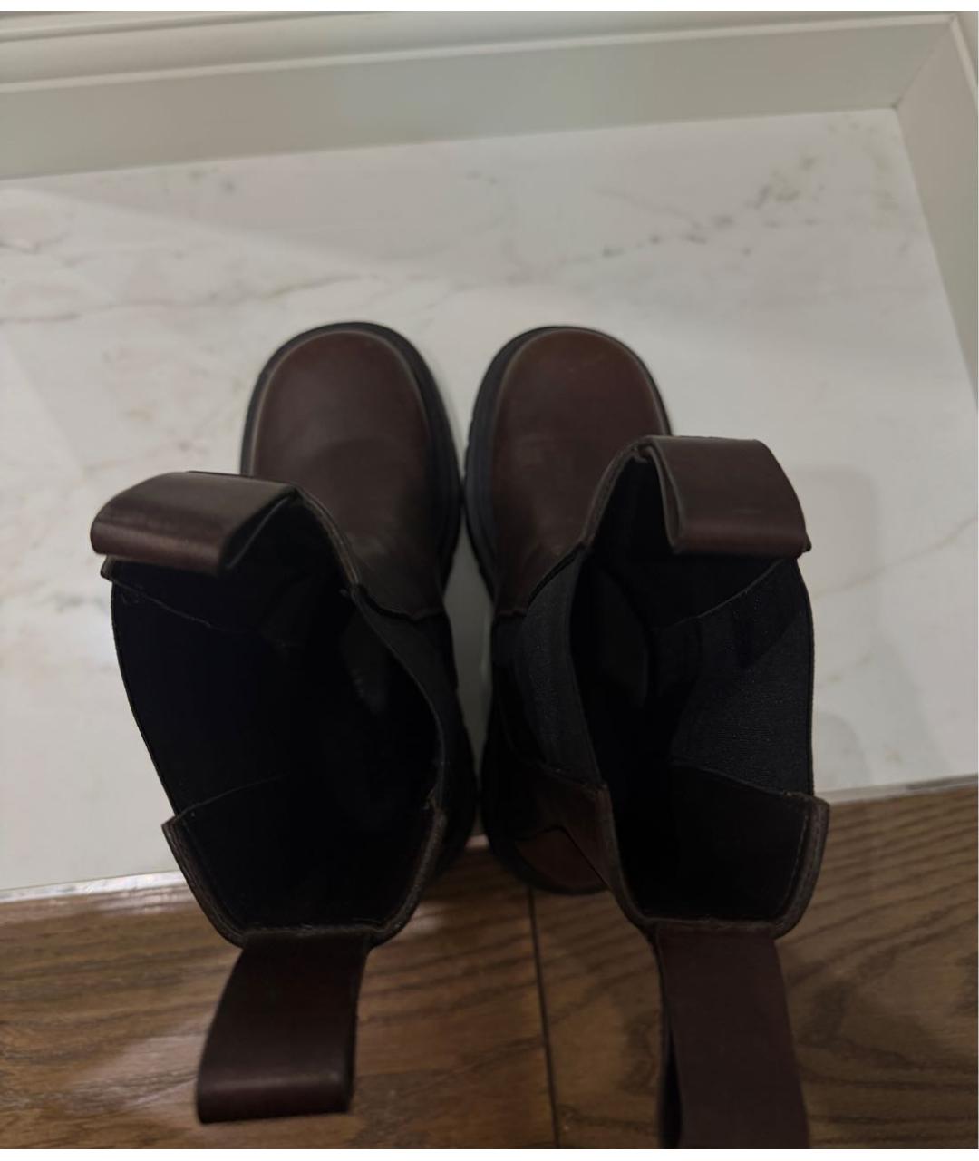 BOTTEGA VENETA Коричневые кожаные полусапоги, фото 3