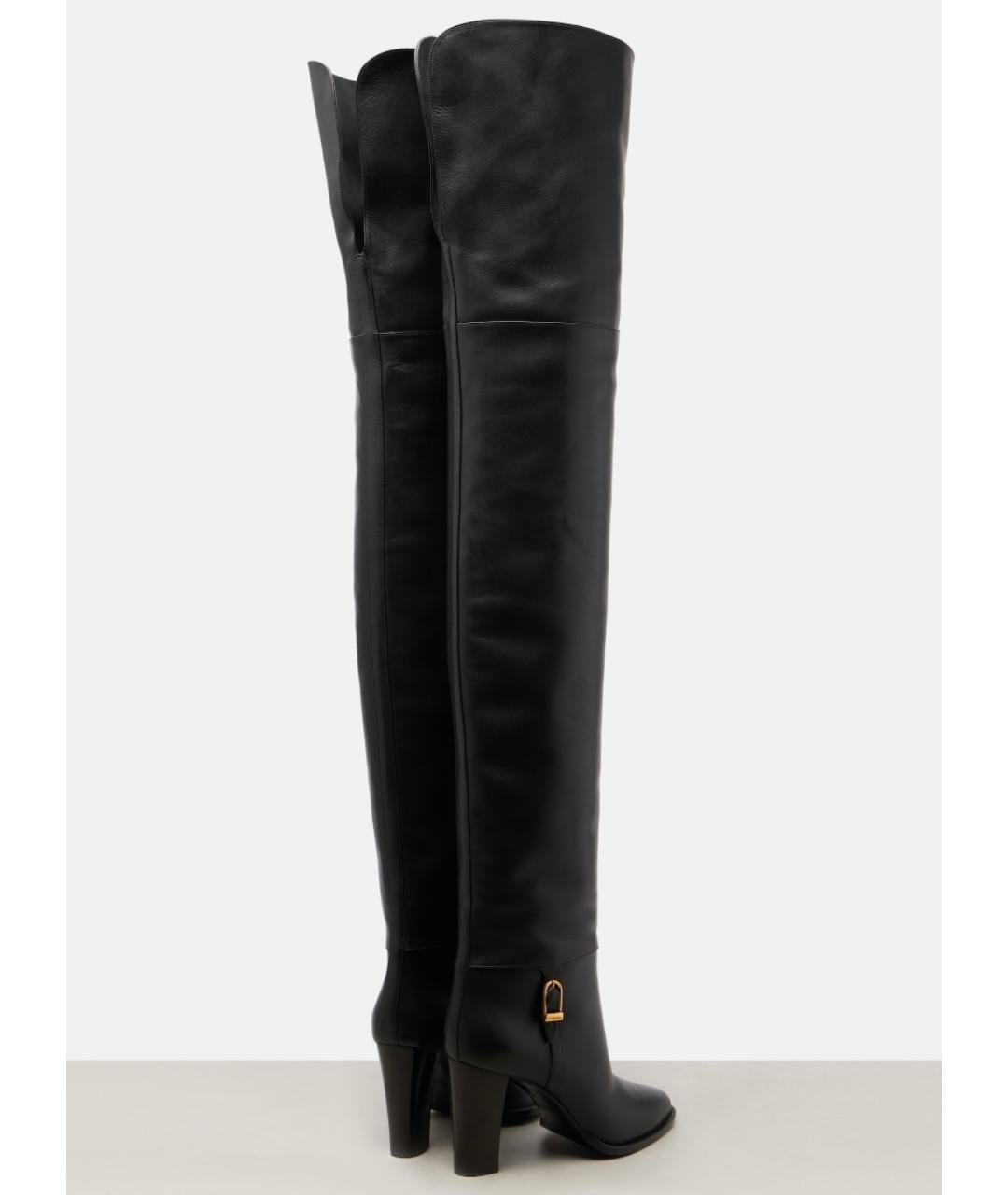 SAINT LAURENT Черные кожаные ботфорты, фото 4