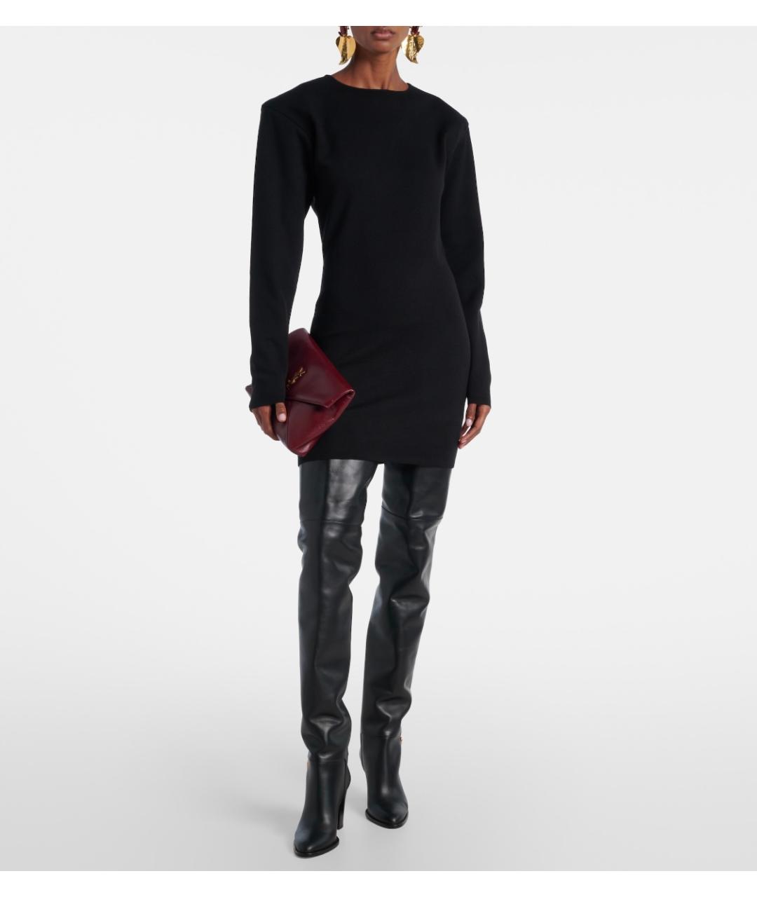 SAINT LAURENT Черные кожаные ботфорты, фото 2