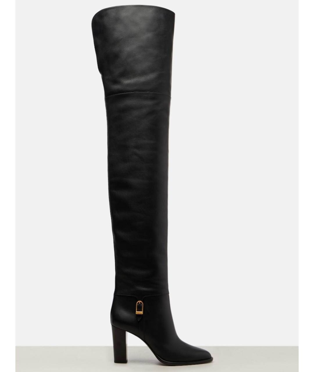 SAINT LAURENT Черные кожаные ботфорты, фото 5