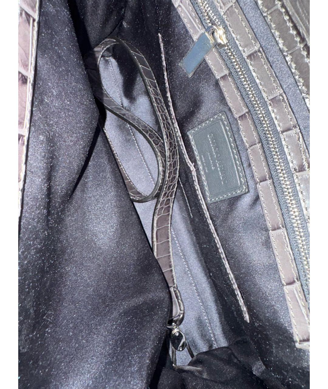 EMPORIO ARMANI Черная кожаная сумка с короткими ручками, фото 6