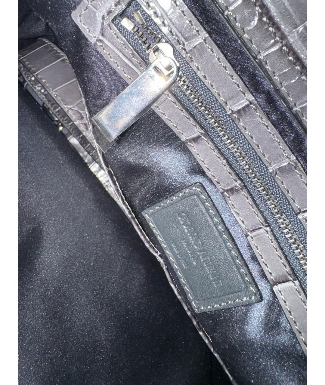 EMPORIO ARMANI Черная кожаная сумка с короткими ручками, фото 4
