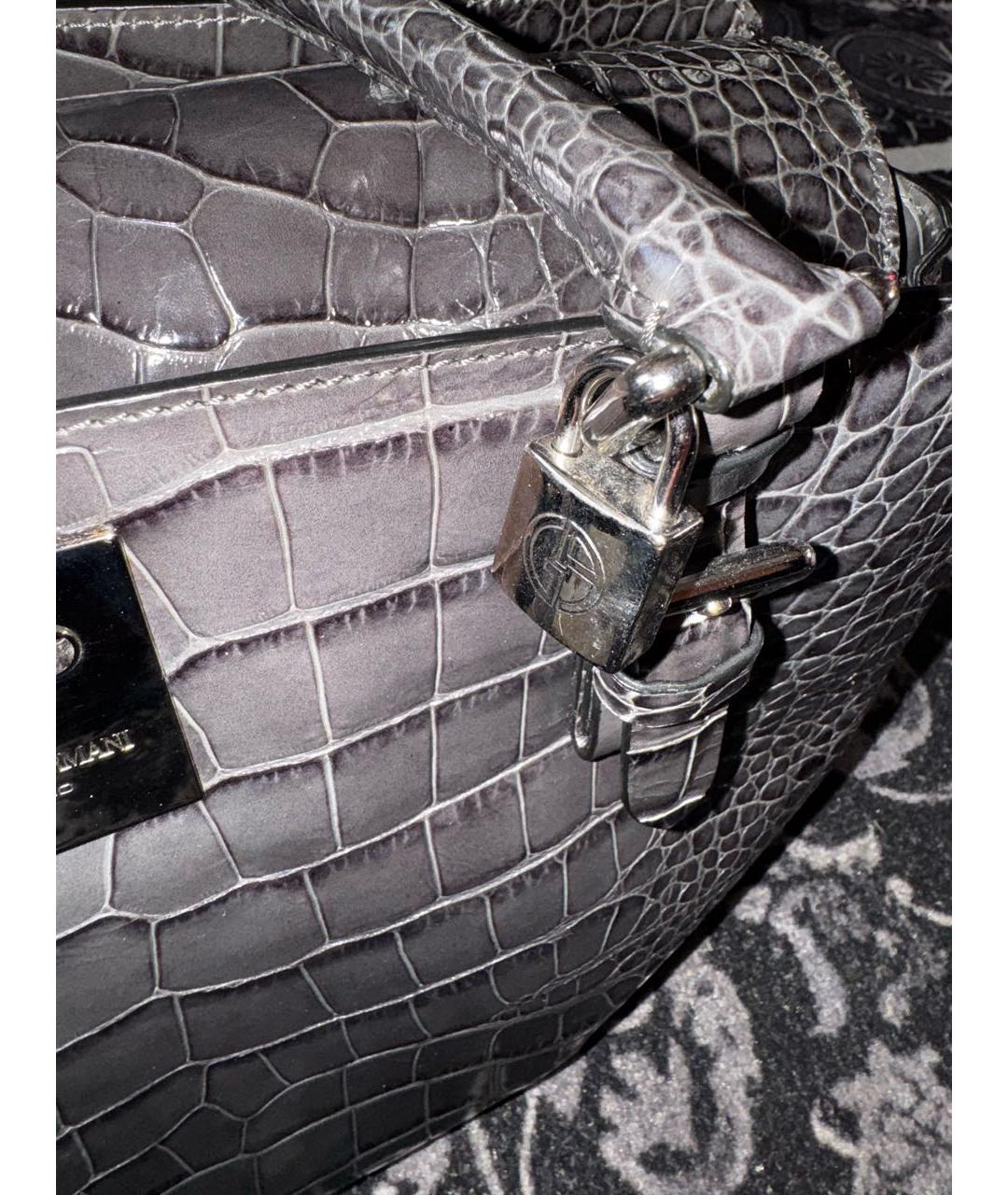 EMPORIO ARMANI Черная кожаная сумка с короткими ручками, фото 8
