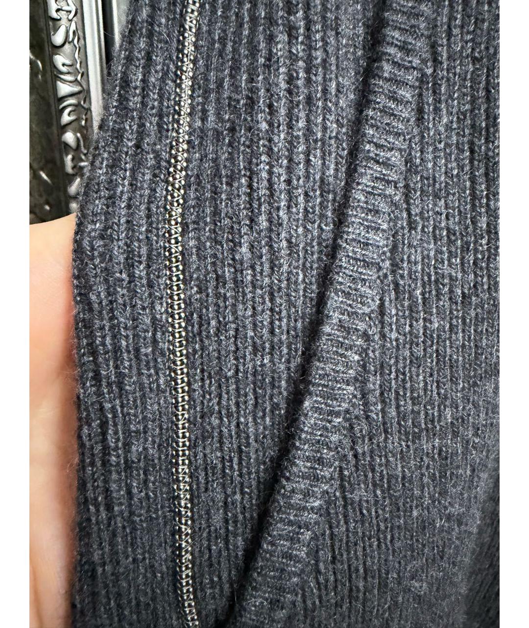 BRUNELLO CUCINELLI Антрацитовые кашемировые брюки широкие, фото 4