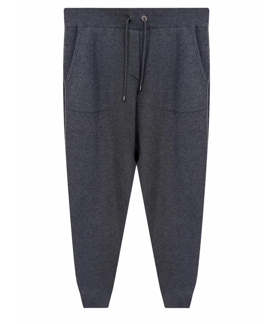 BRUNELLO CUCINELLI Антрацитовые кашемировые брюки широкие, фото 1