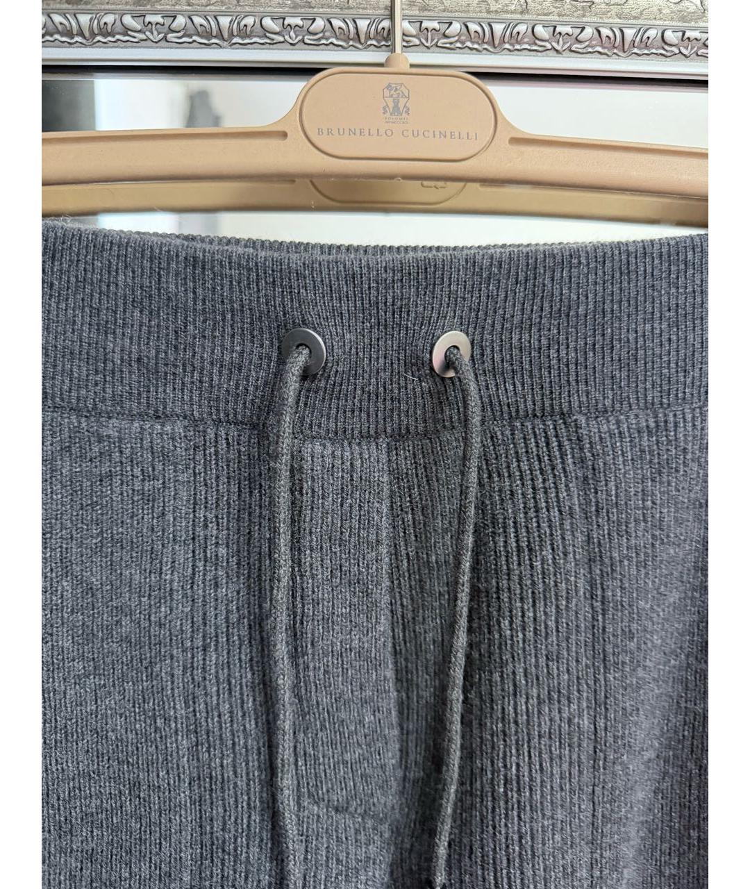 BRUNELLO CUCINELLI Антрацитовые кашемировые брюки широкие, фото 2