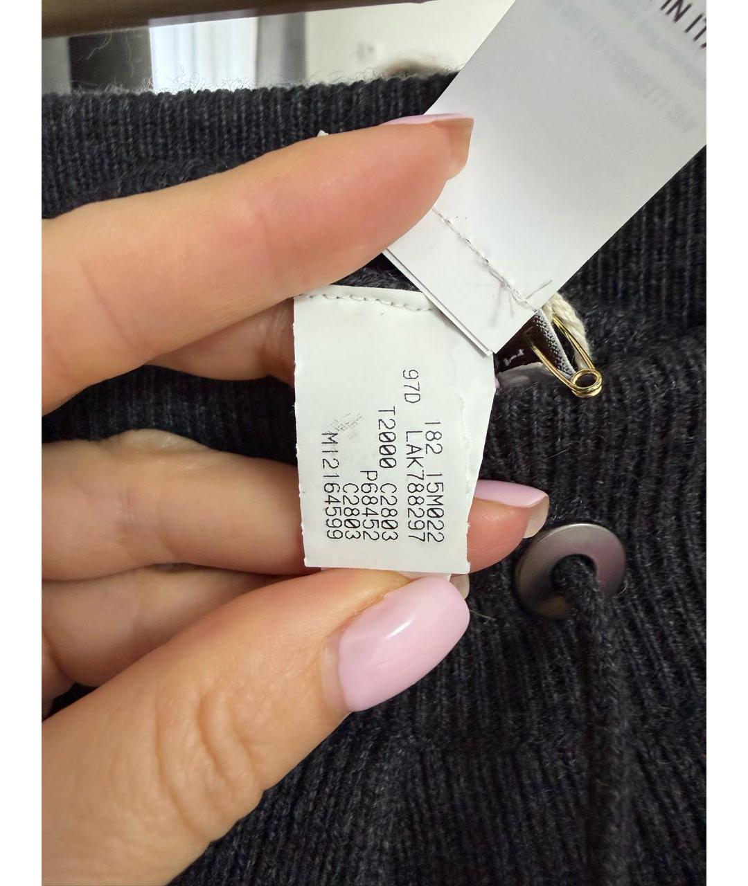 BRUNELLO CUCINELLI Антрацитовые кашемировые брюки широкие, фото 6