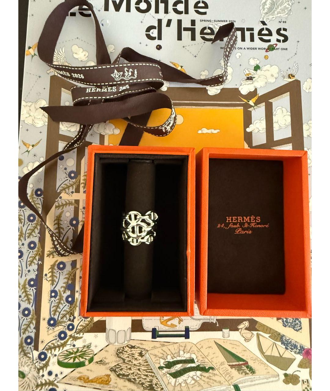 HERMES Серебряное серебряное кольцо, фото 6
