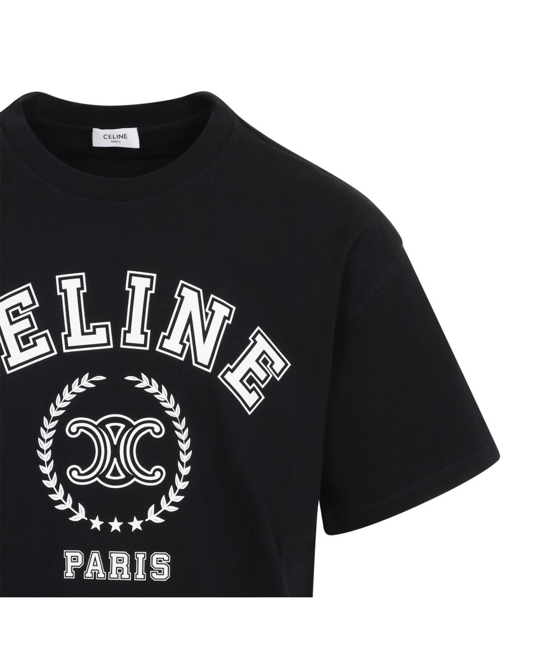 CELINE Черная хлопковая футболка, фото 3