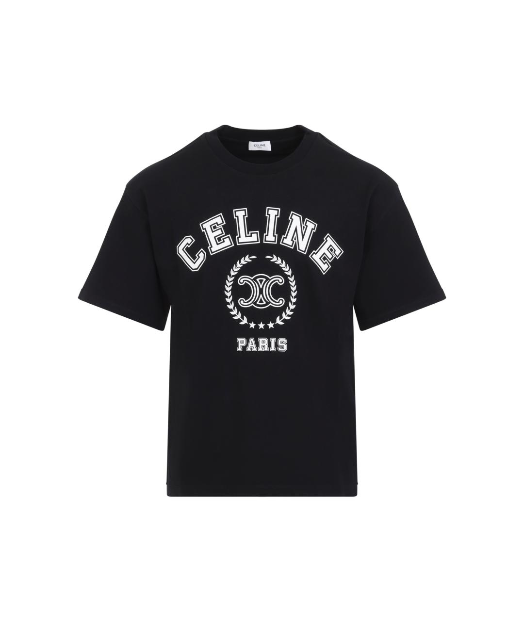 CELINE Черная хлопковая футболка, фото 1
