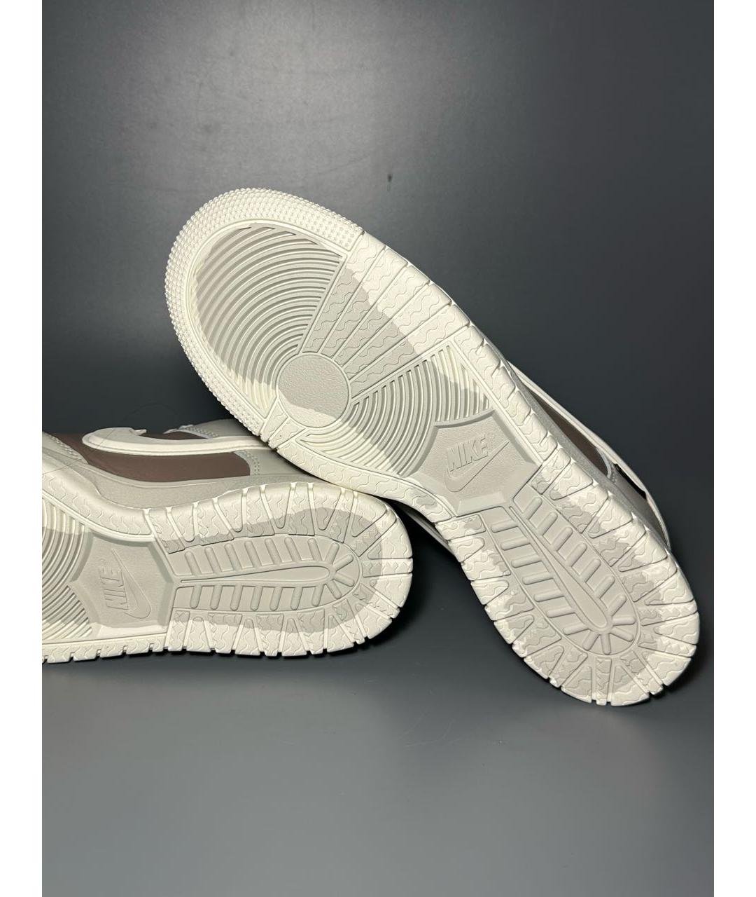NIKE Бежевые кожаные низкие кроссовки / кеды, фото 8