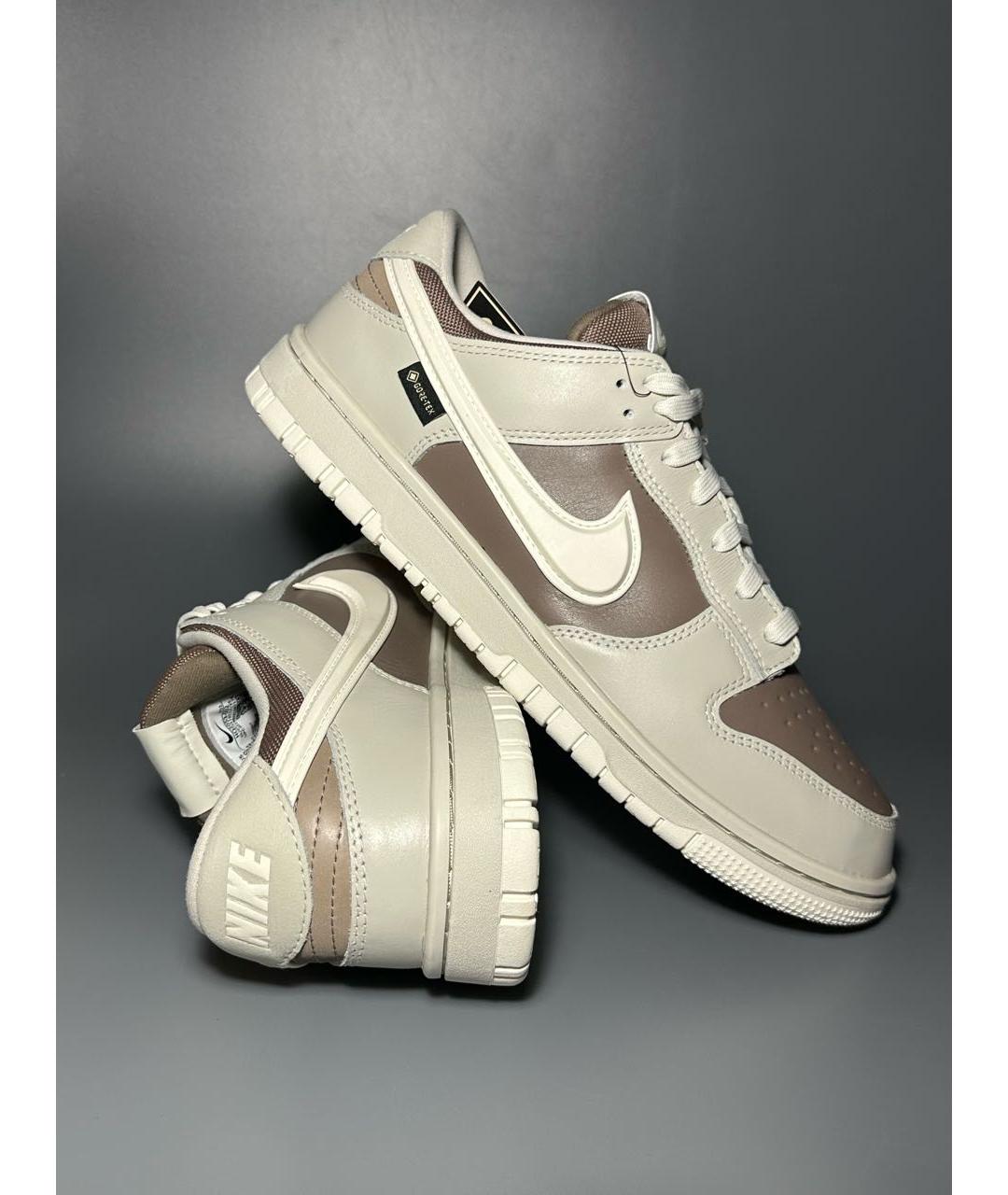 NIKE Бежевые кожаные низкие кроссовки / кеды, фото 7