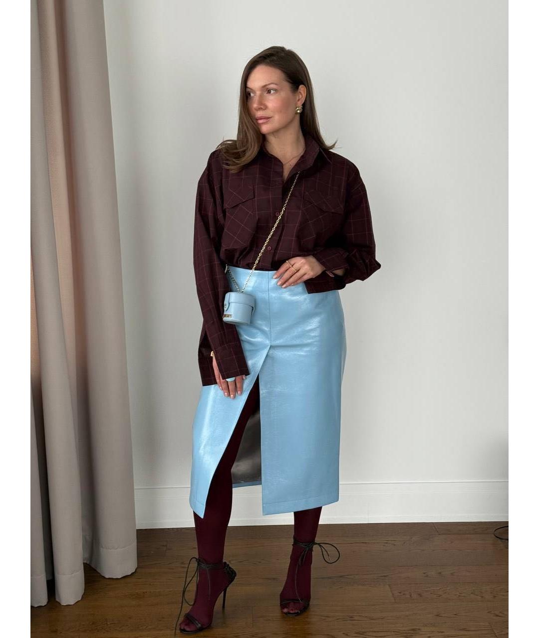 JACQUEMUS Голубая кожаная сумка через плечо, фото 5