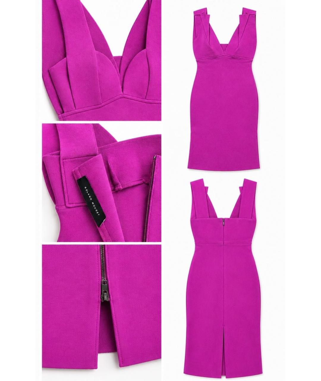 ROLAND MOURET Фуксия хлопко-эластановое коктейльное платье, фото 4